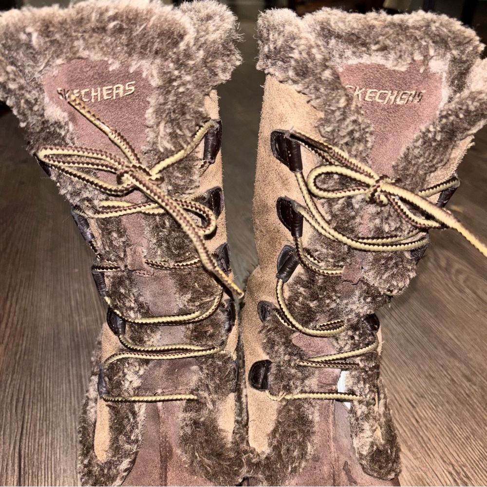 Skechers Outdoor Frolic 45708 Womens US 7.5 Suede Leather Faux Fur Winter Boots